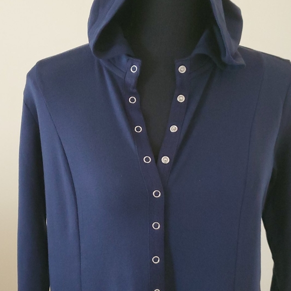 Louis dell olio snap front hooded tunic navy - Picture 2 of 6